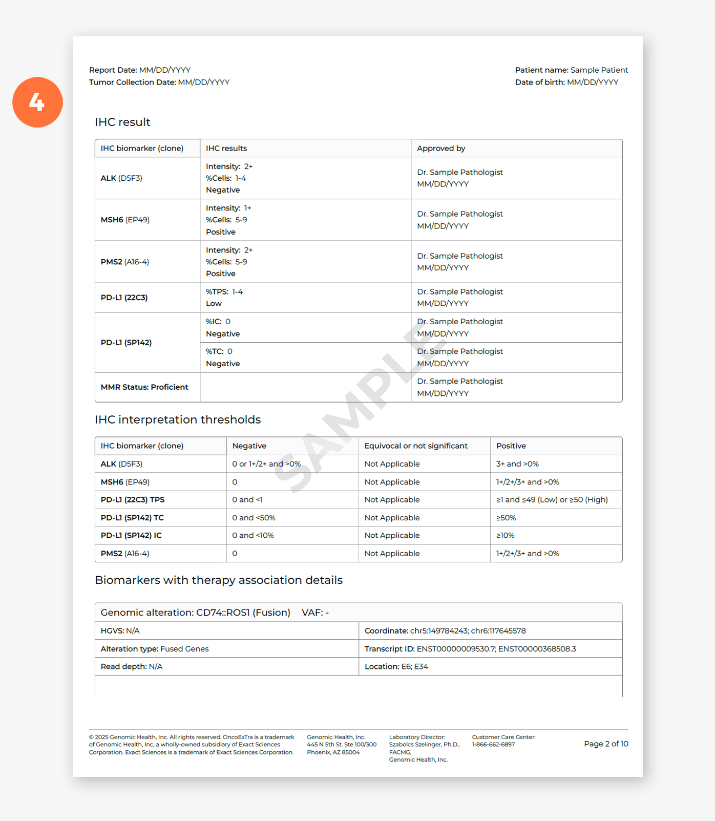 OncoExTra report page 2.